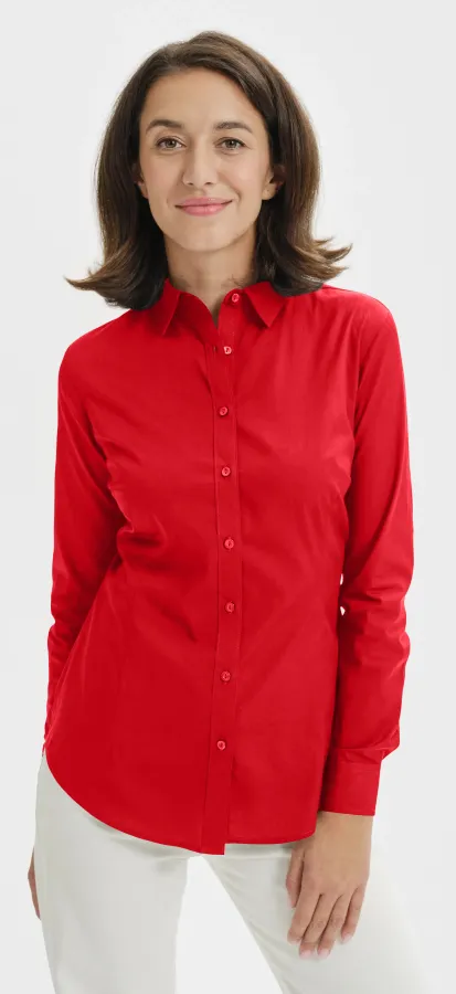 Dámska bavlnená blúzka s dlhým rukávom, červená Dámska bavlnená blúzka s dlhým rukávom, červená
