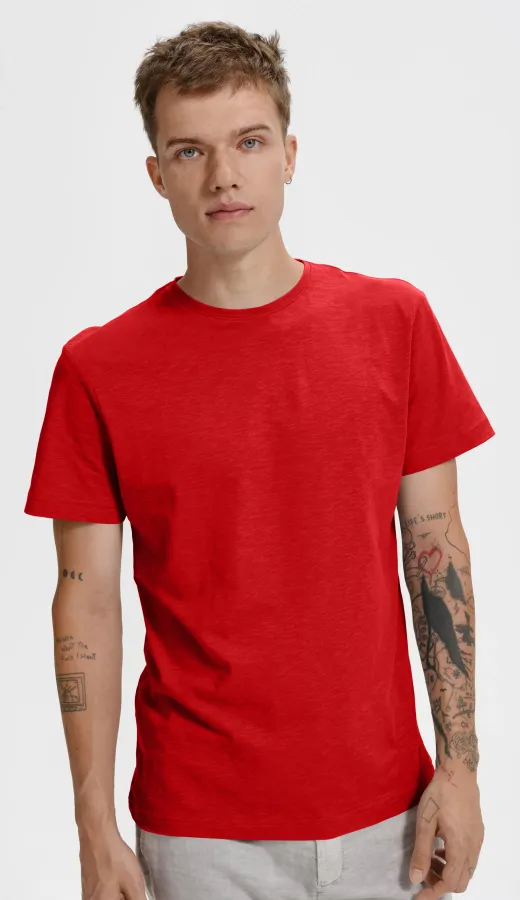 Pánske tričko, štruktúrovaná organická bavlna, červená Pánske tričko, štruktúrovaná organická bavlna, červená