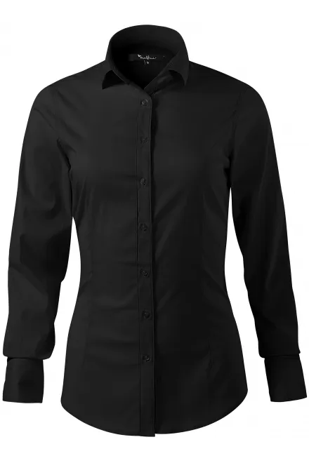 Dámska blúzka s dlhým rukávom slim fit - čierna, M