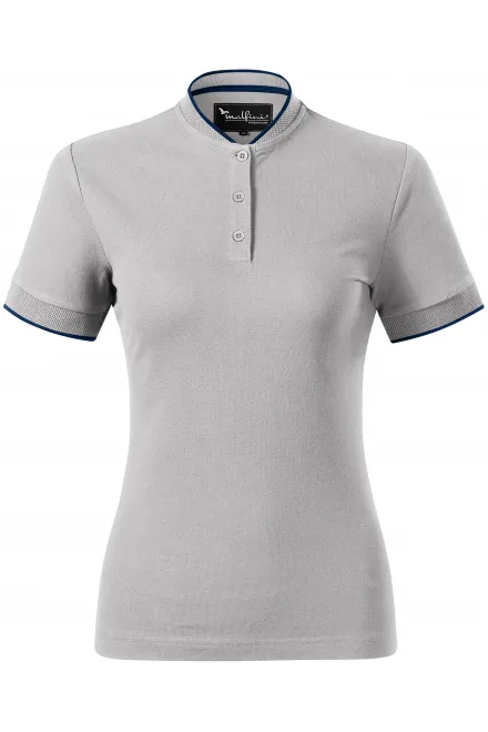 Dámska polokošeľa s bomber golierom - strieborná sivá, M