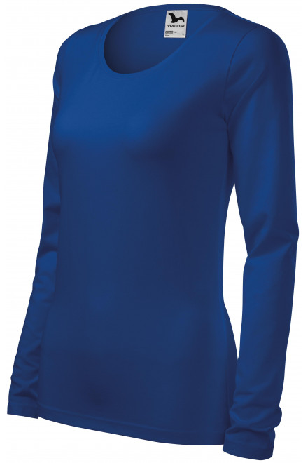 Dámske tričko priliehavé s dlhým rukávom, kráľovská modrá, bavlnené tričká