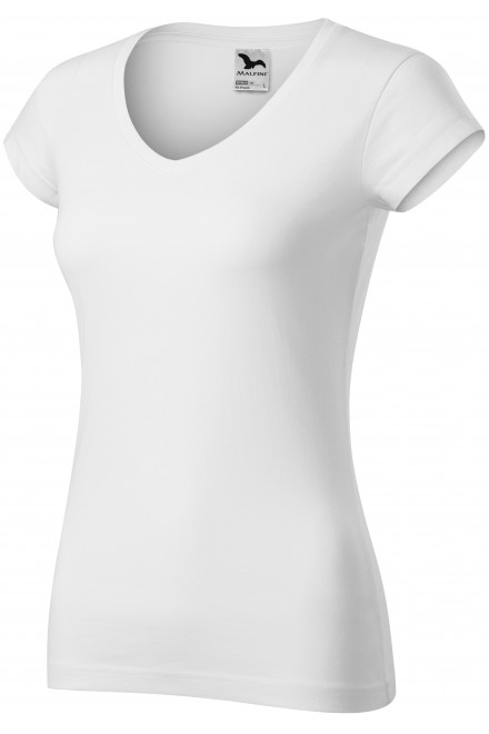 Dámske tričko s V-výstrihom zúžené, biela, krátke tričká