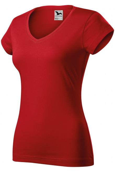 Dámske tričko s V-výstrihom zúžené, červená, červené tričká