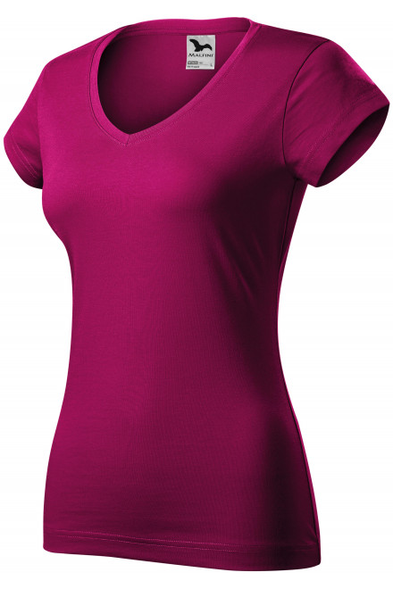 Dámske tričko s V-výstrihom zúžené, fuchsia red, ružové tričká