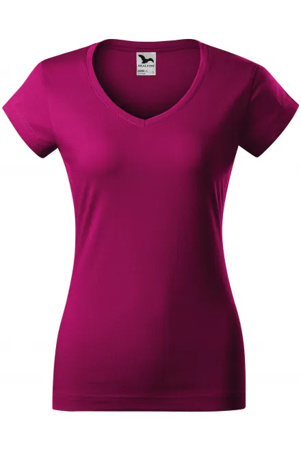 Dámske tričko s V-výstrihom zúžené - fuchsia red, XS