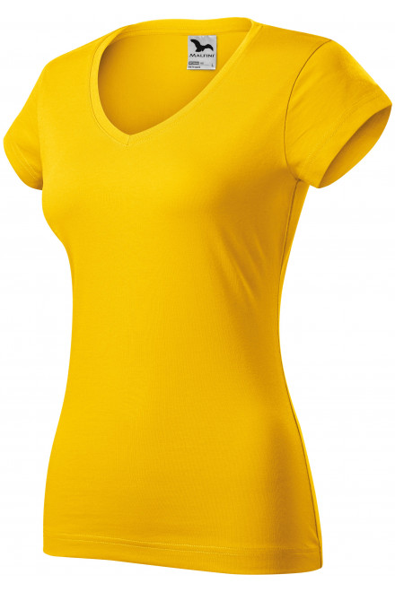 Dámske tričko s V-výstrihom zúžené, žltá