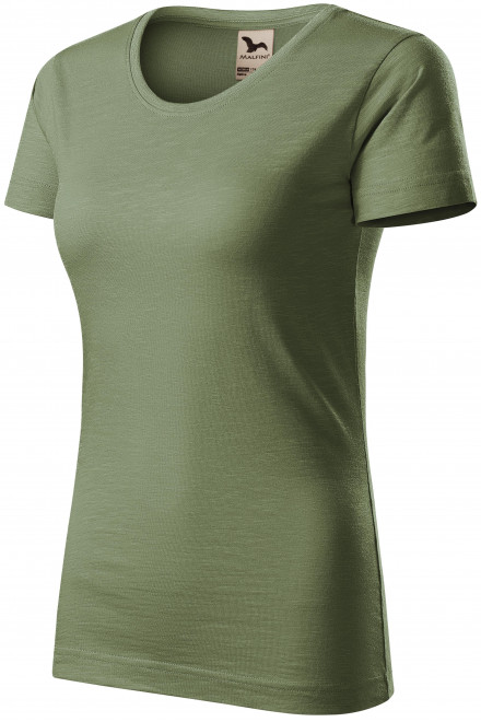 Dámske tričko, štruktúrovaná organická bavlna, khaki, krátke tričká