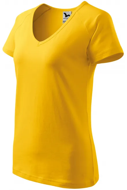 Dámske tričko zúžené, raglánový rukáv, žltá