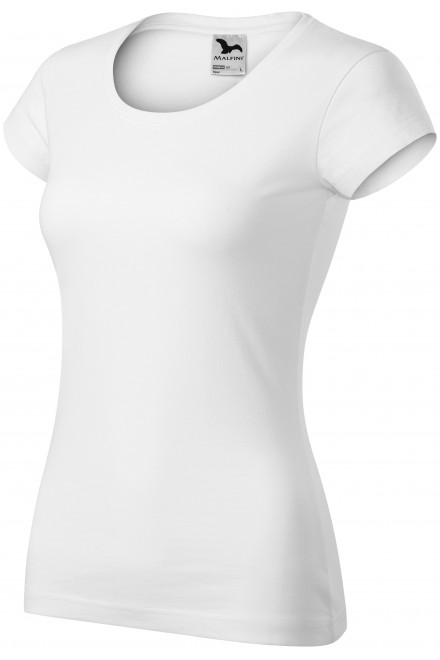 Dámske tričko zúžené s okrúhlym výstrihom, biela, tričká bez potlače