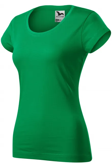 Dámske tričko zúžené s okrúhlym výstrihom, trávová zelená