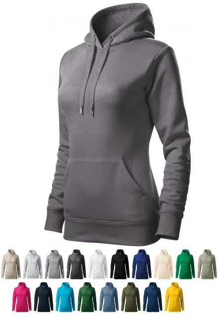 Dámska mikina bez zipsu s kapucňou, oceľovo sivá
