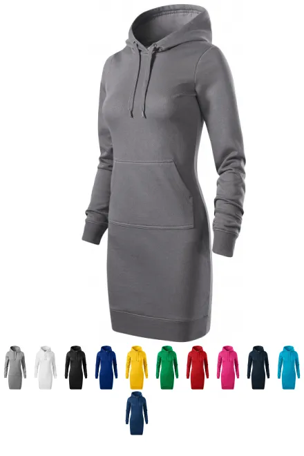 Dámske mikinové šaty, oceľovo sivá
