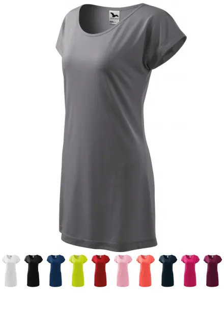 Dámske splývavé tričko/šaty, oceľovo sivá