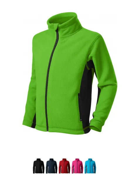 Detská fleecová bunda kontrastná, jablkovo zelená