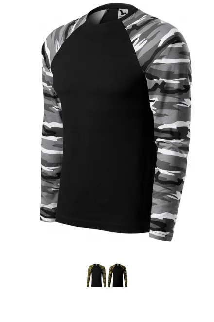 Maskáčové tričko s dlhými rukávmi, maskáčová šedá