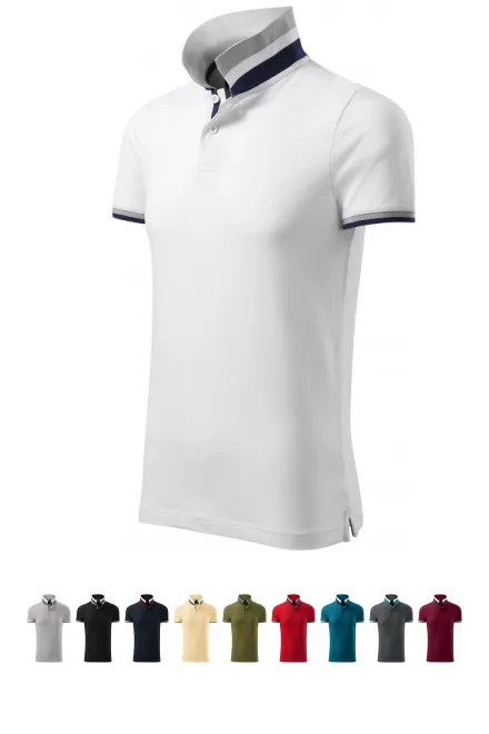 Pánska polokošeľa s golierom hore, biela