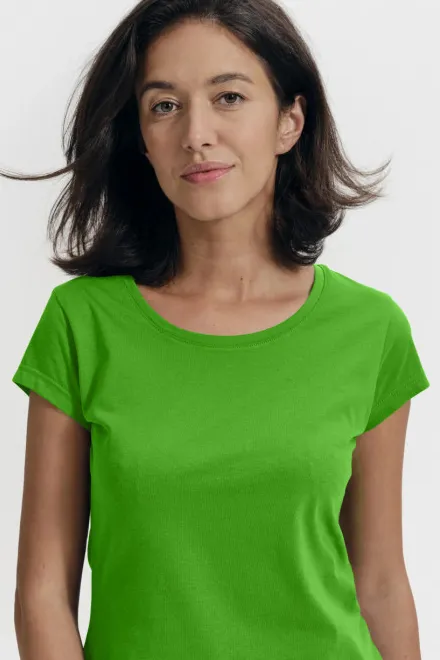 Dámske tričko zúžené s okrúhlym výstrihom, jablkovo zelená