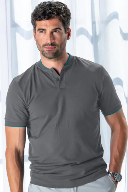 Pánska polokošeľa s bomber golierom, svetlo šedá