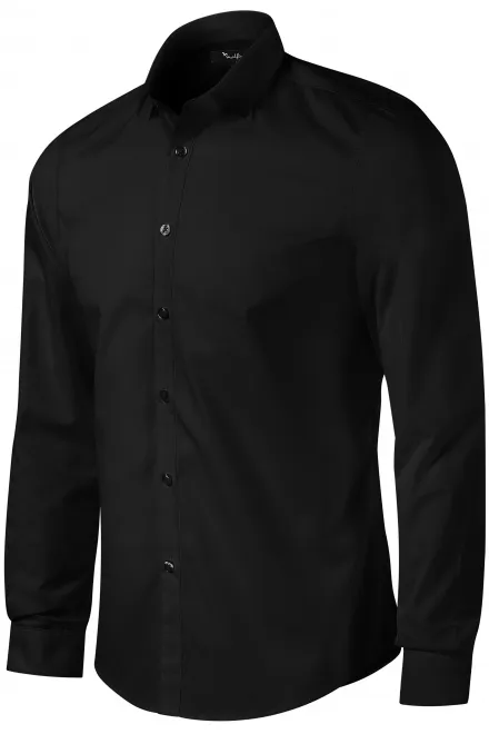Pánska košeľa s dlhým rukávom slim fit, čierna