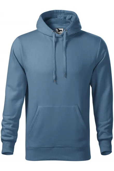 Pánska mikina bez zipsu s kapucňou - denim, S