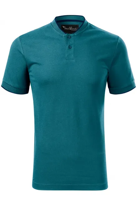 Pánska polokošeľa s bomber golierom - petrol blue, M