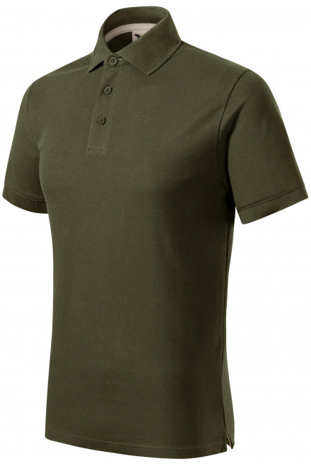 Pánska polokošeľa z organickej bavlny, military, jednofarebné tričká
