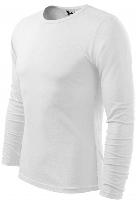 Pánske tričko s dlhým rukávom, biela, dlhé tričká