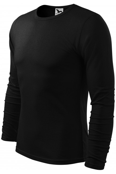 Pánske tričko s dlhým rukávom, čierna, jednofarebné tričká