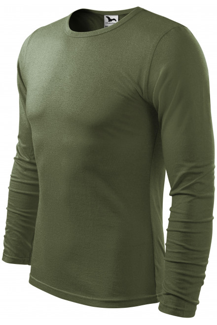 Pánske tričko s dlhým rukávom, khaki, zelené tričká
