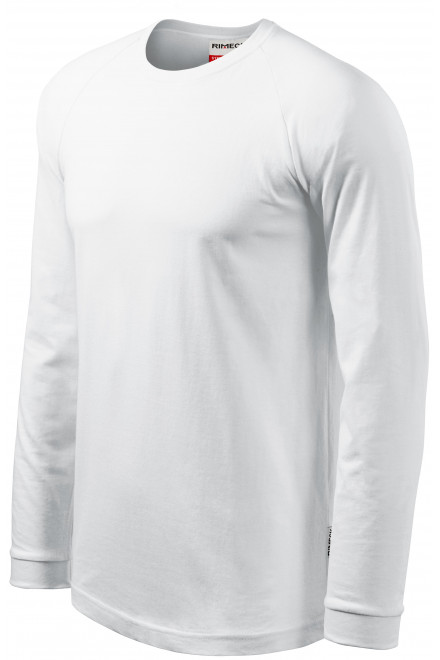 Pánske tričko s dlhým rukávom, kontrastné, biela