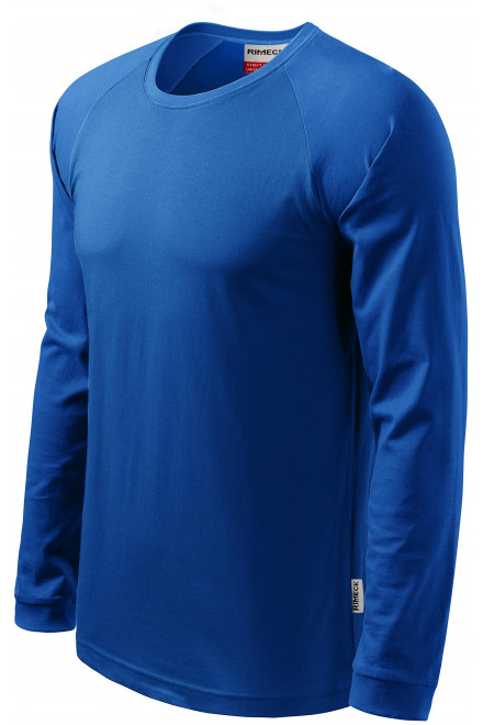 Pánske tričko s dlhým rukávom, kontrastné, kráľovská modrá, jednofarebné tričká