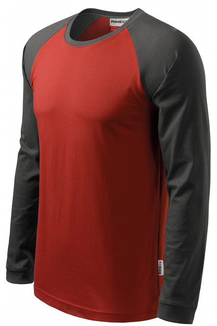 Pánske tričko s dlhým rukávom, kontrastné, marlboro červená, tričká pánske