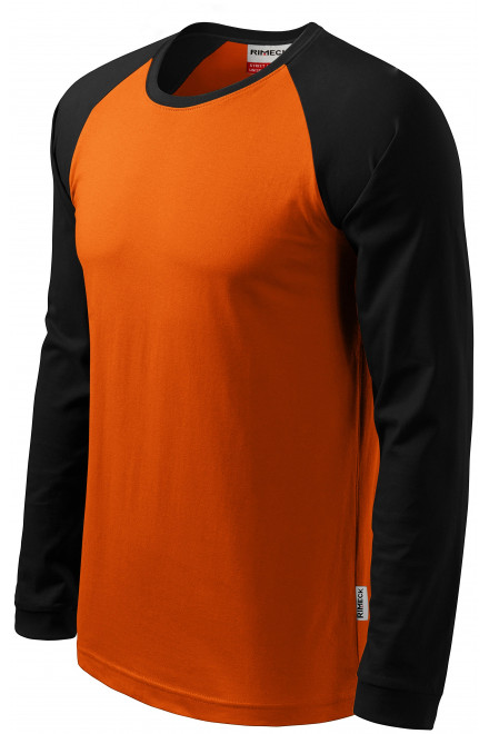 Pánske tričko s dlhým rukávom, kontrastné, oranžová