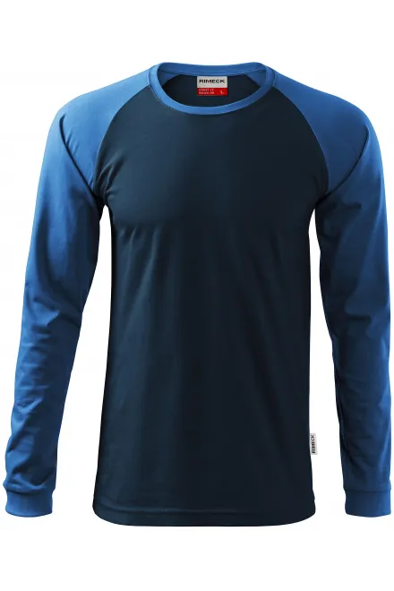 Pánske tričko s dlhým rukávom, kontrastné - tmavomodrá, L