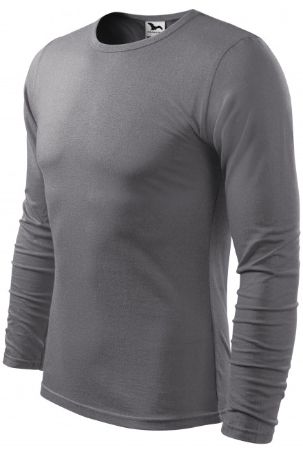 Pánske tričko s dlhým rukávom, oceľovo sivá, jednofarebné tričká