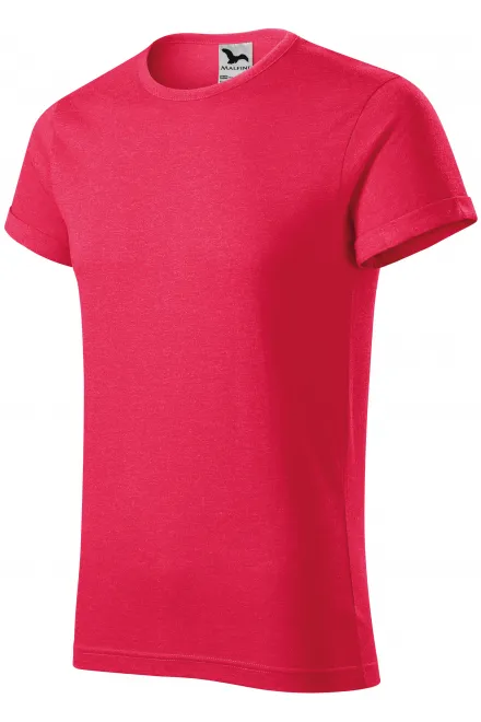 Pánske tričko s vyhrnutými rukávmi, červený melír