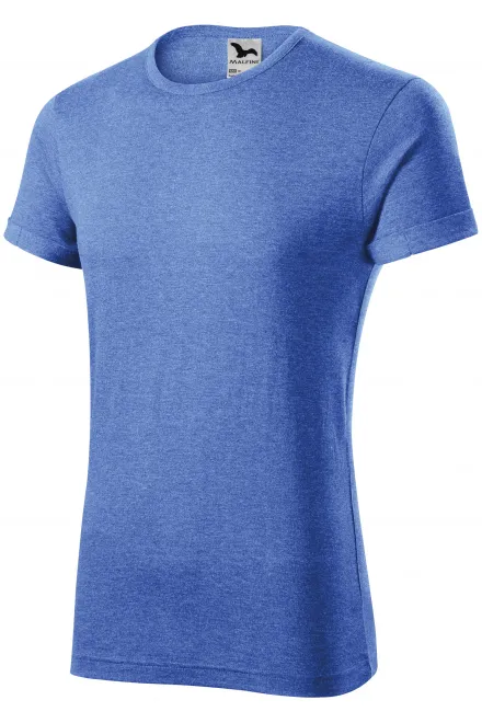 Pánske tričko s vyhrnutými rukávmi, modrý melír