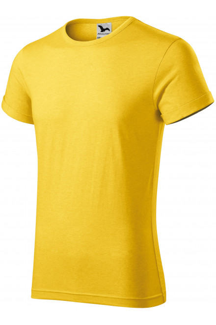 Pánske tričko s vyhrnutými rukávmi, žltý melír, tričká bez potlače