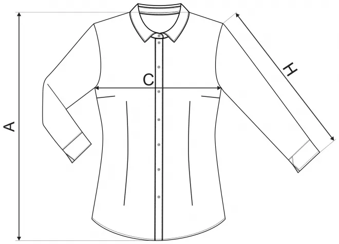 Dámska bavlnená blúzka s dlhým rukávom - tabuľka veľkostí