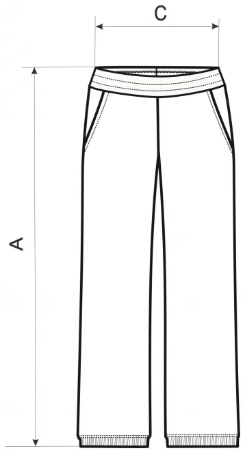 Dámske tepláky s vreckami - tabuľka veľkostí