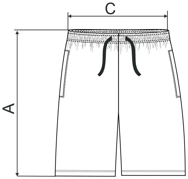 Pánske teplákové šortky - tabuľka veľkostí