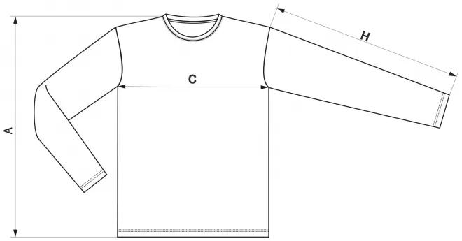 Tričko na šport s dlhým rukávom - tabuľka veľkostí