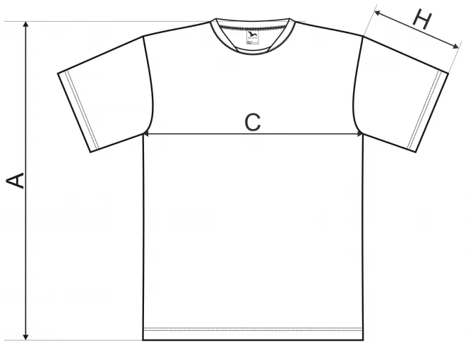Tričko s asymetrickým priekrčníkom - tabuľka veľkostí