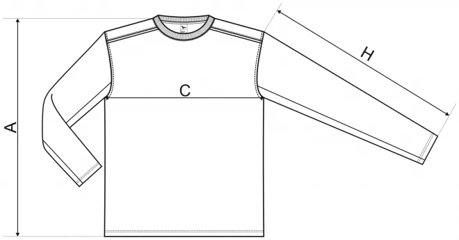 Tričko s dlhým rukávom - tabuľka veľkostí
