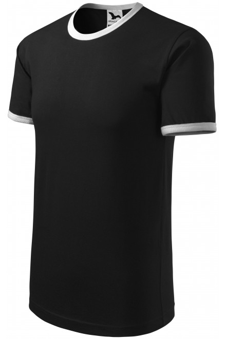 Unisex tričko kontrastné, čierna, tričká bez potlače